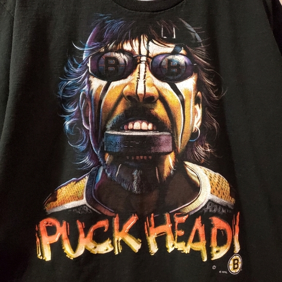 Vintage 90s Liquid Blue Puckhead Boston Bruins Tee - Size L - Picture 2 of 8